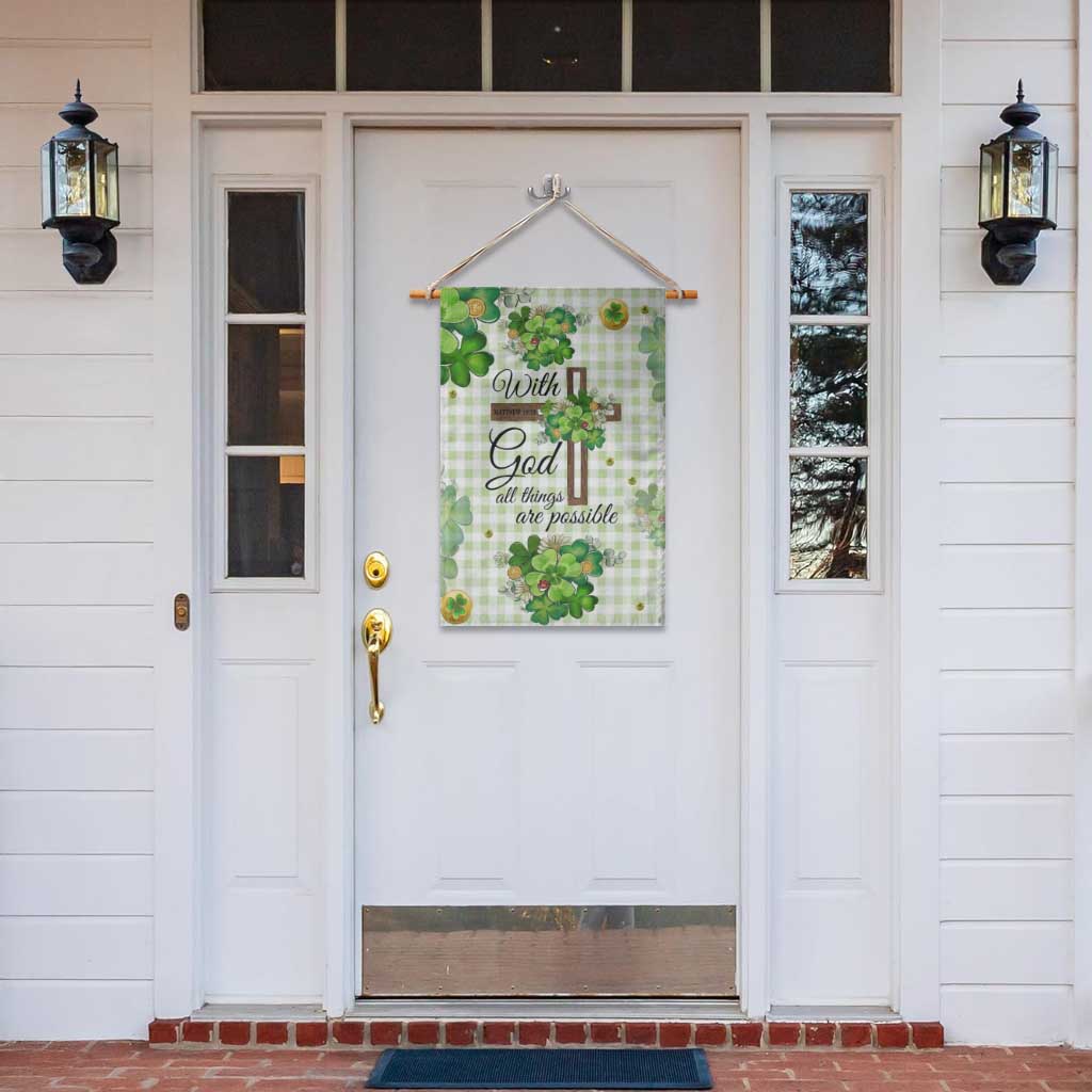 Religious St. Patrick’s Day Garden Flag With God All Things Are Possible Christian Bible Verse & Shamrocks