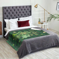 Green Buffalo Plaid Shamrock Throw Blanket Happy St. Patrick's Day Irish Home Yard Decoration