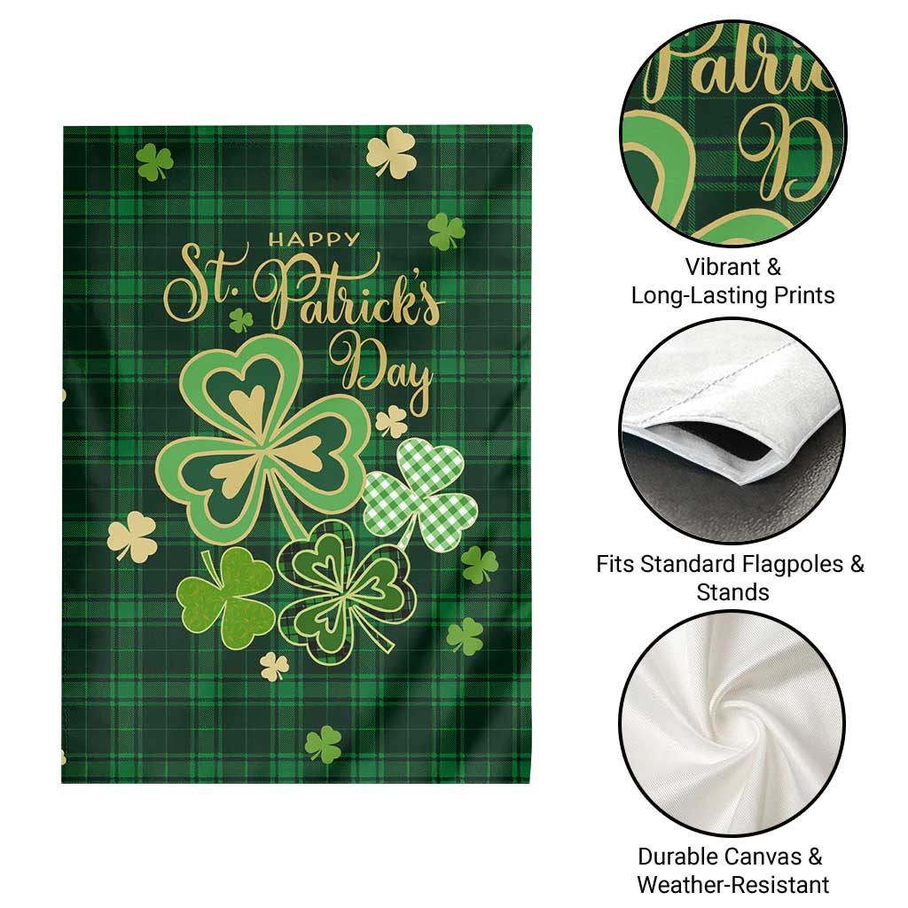 Green Buffalo Plaid Shamrock Garden Flag Happy St. Patrick's Day Irish Home Yard Decoration