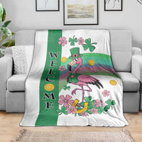 St Patricks Day Flamingo Welcome Throw Blanket Lucky Shamrock Leprechaun