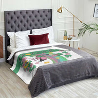 St Patricks Day Flamingo Welcome Throw Blanket Lucky Shamrock Leprechaun