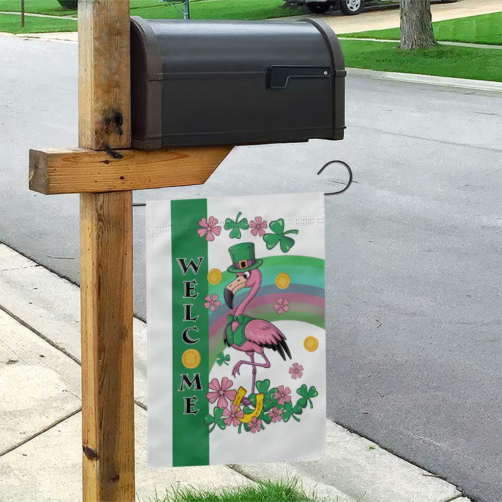 St Patricks Day Flamingo Welcome Garden Flag Lucky Shamrock Leprechaun
