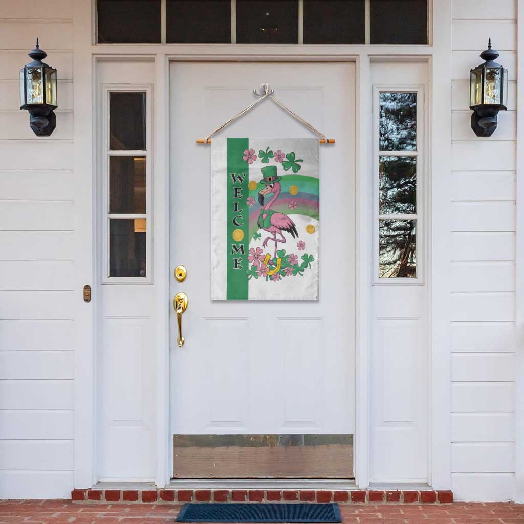 St Patricks Day Flamingo Welcome Garden Flag Lucky Shamrock Leprechaun