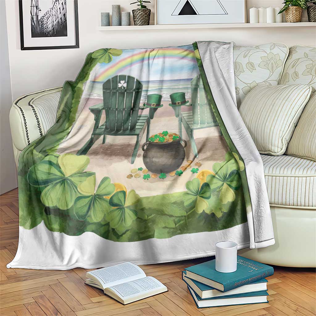 Lucky Shamrocks Beach Vibe Throw Blanket
