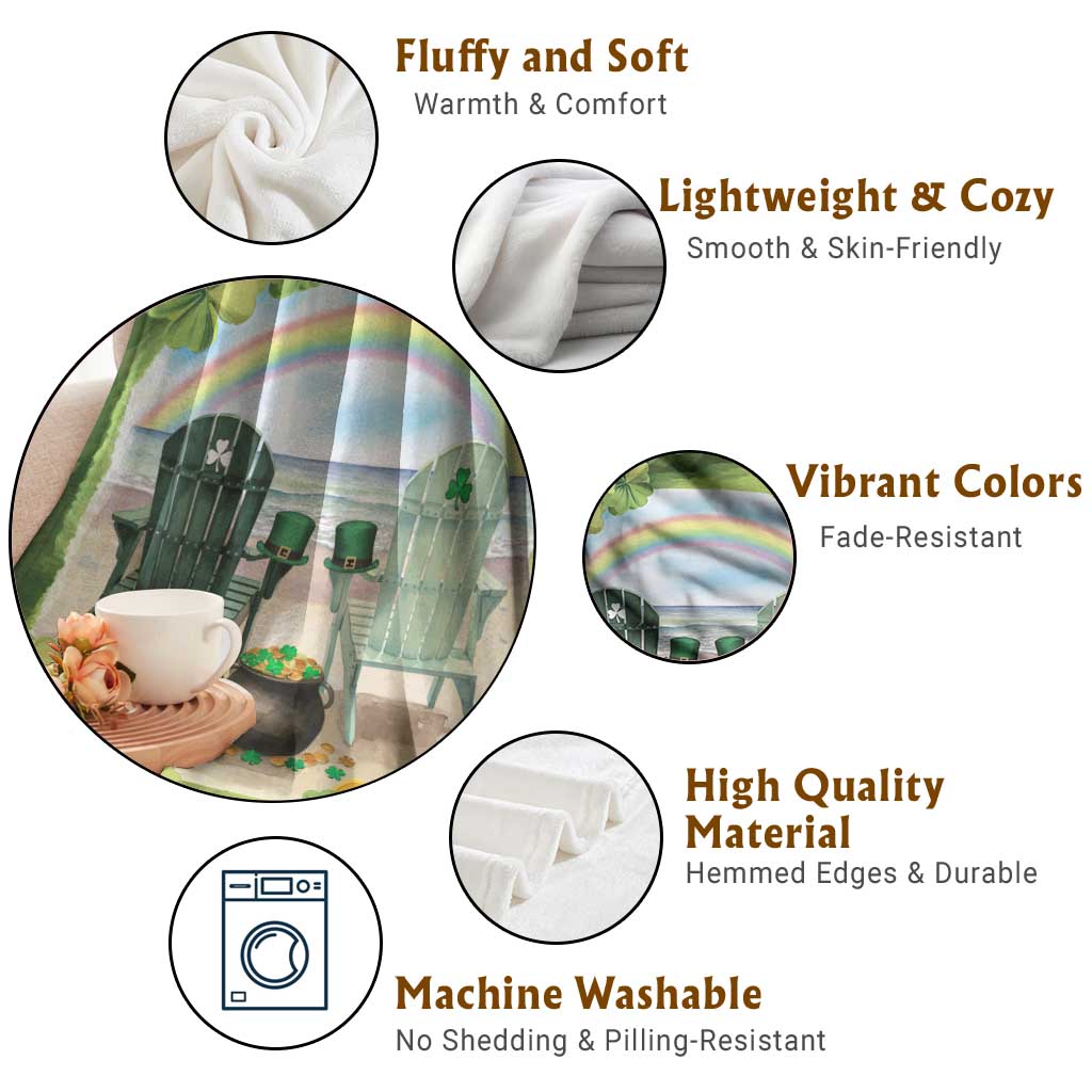 Lucky Shamrocks Beach Vibe Throw Blanket