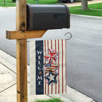 American Patriotic Welcome Garden Flag US Flag Red White & Blue Stars, Rustic 4th of July Outdoor Decor