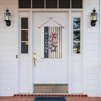American Patriotic Welcome Garden Flag US Flag Red White & Blue Stars, Rustic 4th of July Outdoor Decor