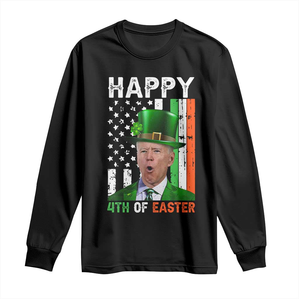 Funny Biden St Patricks Day Long Sleeve Shirt Happy 4th Of Easter American Irish Flag Shamrock