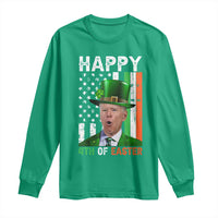 Funny Biden St Patricks Day Long Sleeve Shirt Happy 4th Of Easter American Irish Flag Shamrock
