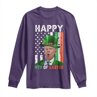 Funny Biden St Patricks Day Long Sleeve Shirt Happy 4th Of Easter American Irish Flag Shamrock