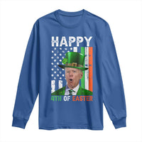 Funny Biden St Patricks Day Long Sleeve Shirt Happy 4th Of Easter American Irish Flag Shamrock