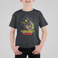 Autism Awareness Be Kind Sunflower Puzzle Autistic Support Kid T-Shirt - Wonder Print Shop