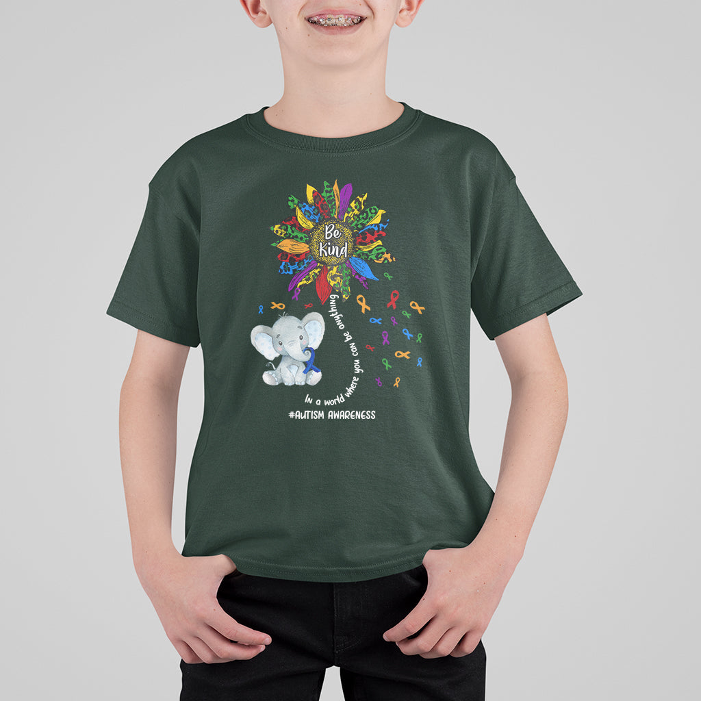 Elephant Autism Awareness Be Kind Puzzle Autistic Support Kid T-Shirt - Wonder Print Shop