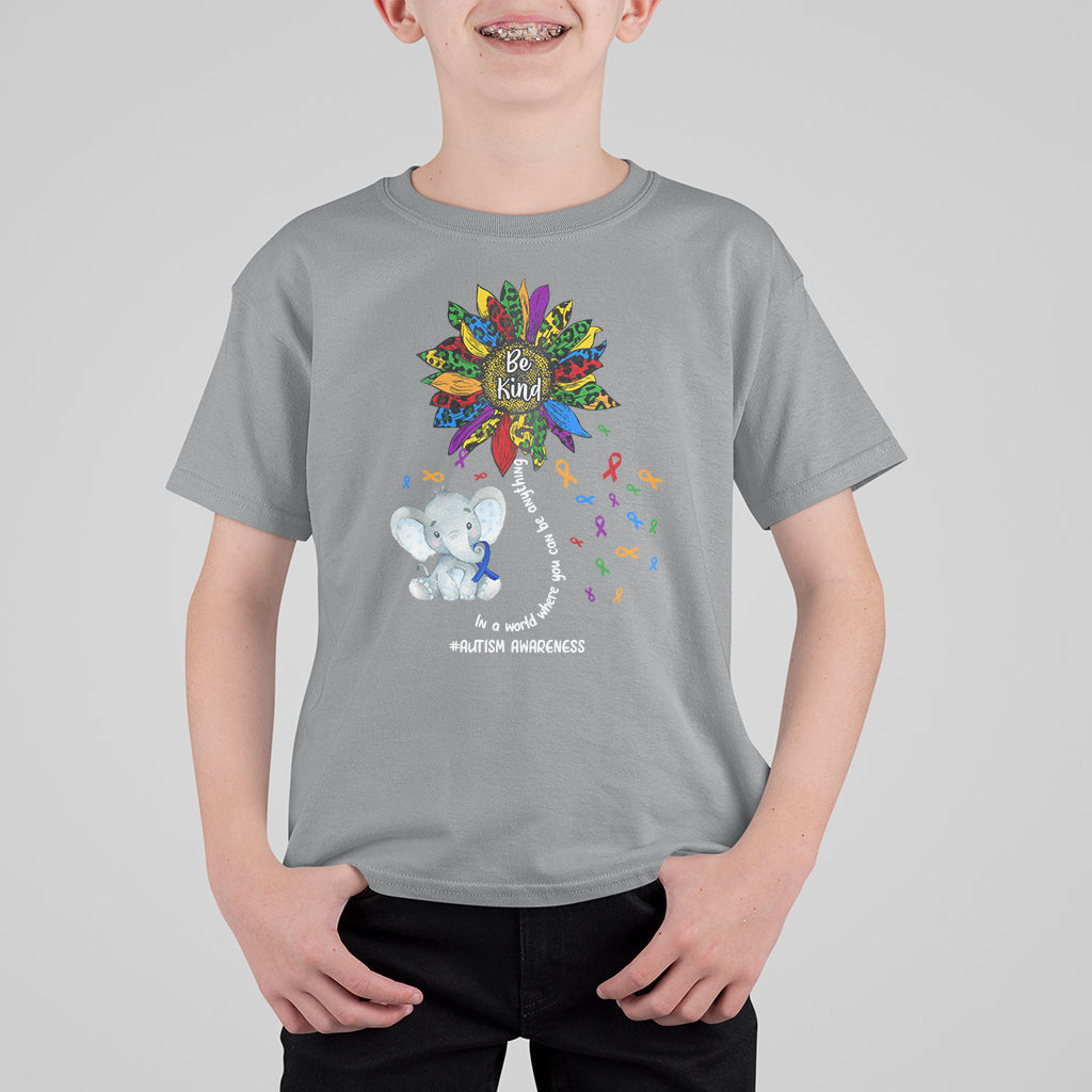 Elephant Autism Awareness Be Kind Puzzle Autistic Support Kid T-Shirt - Wonder Print Shop