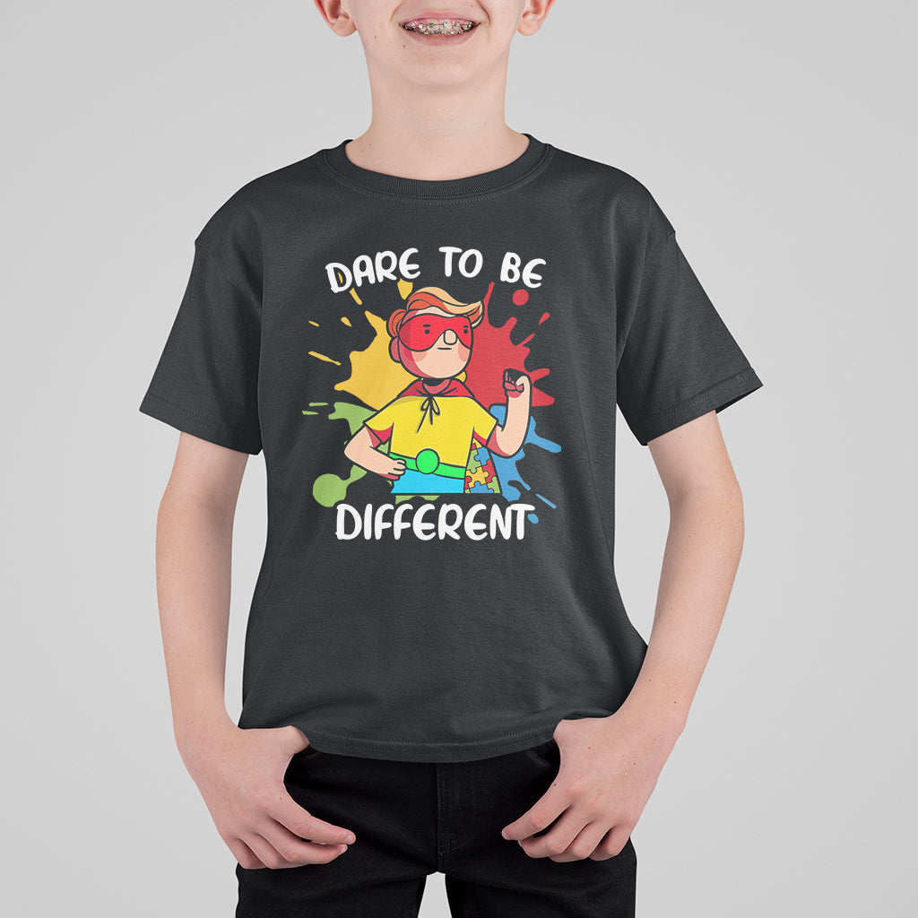 Dare To Be Different Autism Awareness Autistic Boys Support Kid T-Shirt - Wonder Print Shop