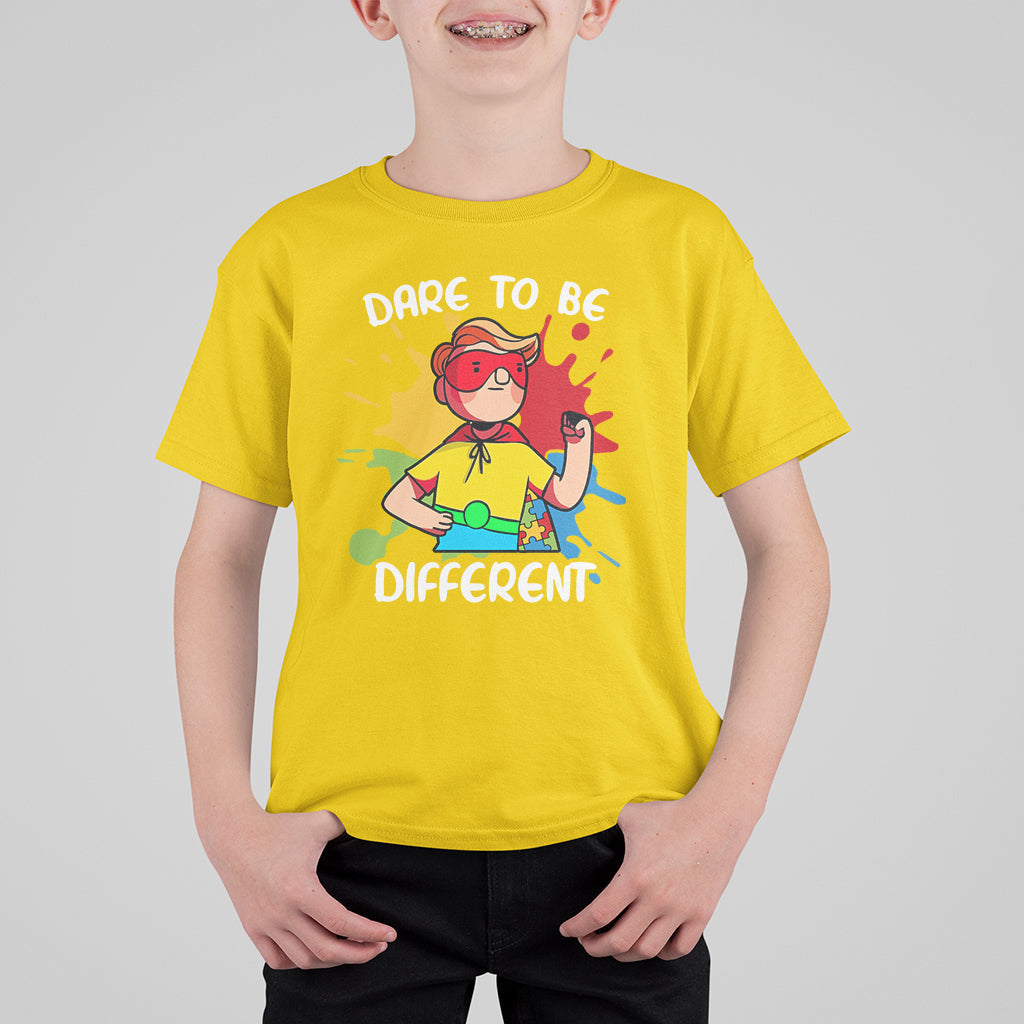 Dare To Be Different Autism Awareness Autistic Boys Support Kid T-Shirt - Wonder Print Shop
