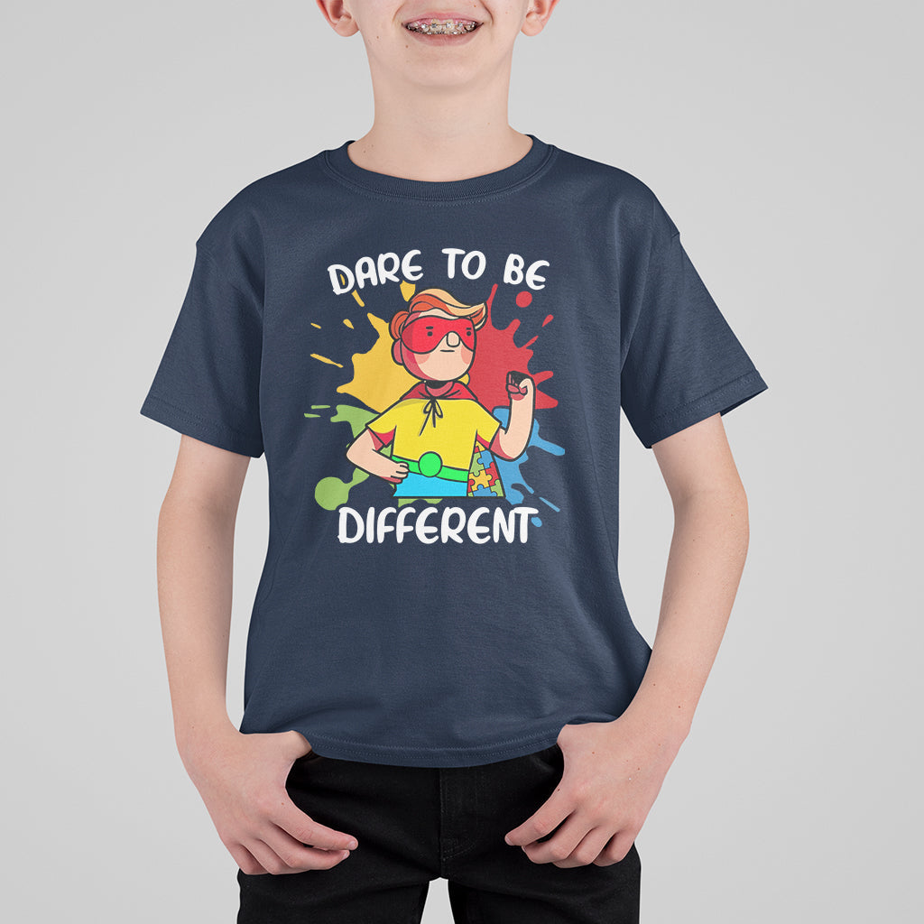 Dare To Be Different Autism Awareness Autistic Boys Support Kid T-Shirt - Wonder Print Shop