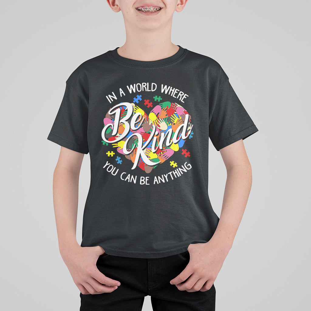 Autism Awareness Be Kind Heart Autistic Support Inclusion Kid T-Shirt - Wonder Print Shop
