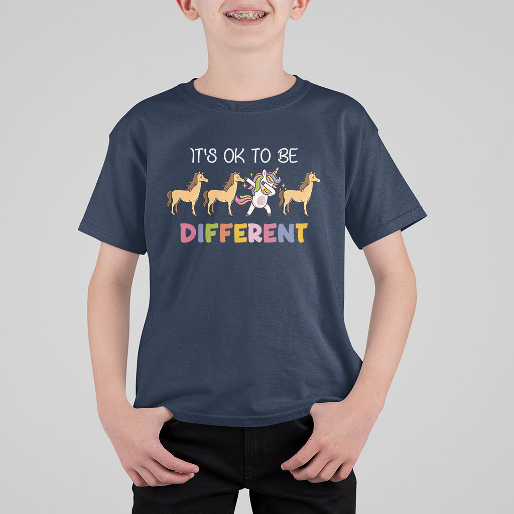 Autism Awareness Acceptance It's Ok To Be Different Unicorn Kid T-Shirt - Wonder Print Shop