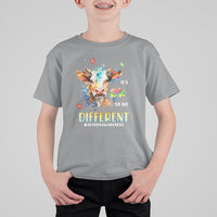 Autism Awareness Acceptance It's Ok To Be Different Cow Kid T-Shirt - Wonder Print Shop