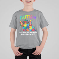 Autism Seeing The World Differently Autism Support Elephant Kid T-Shirt - Wonder Print Shop