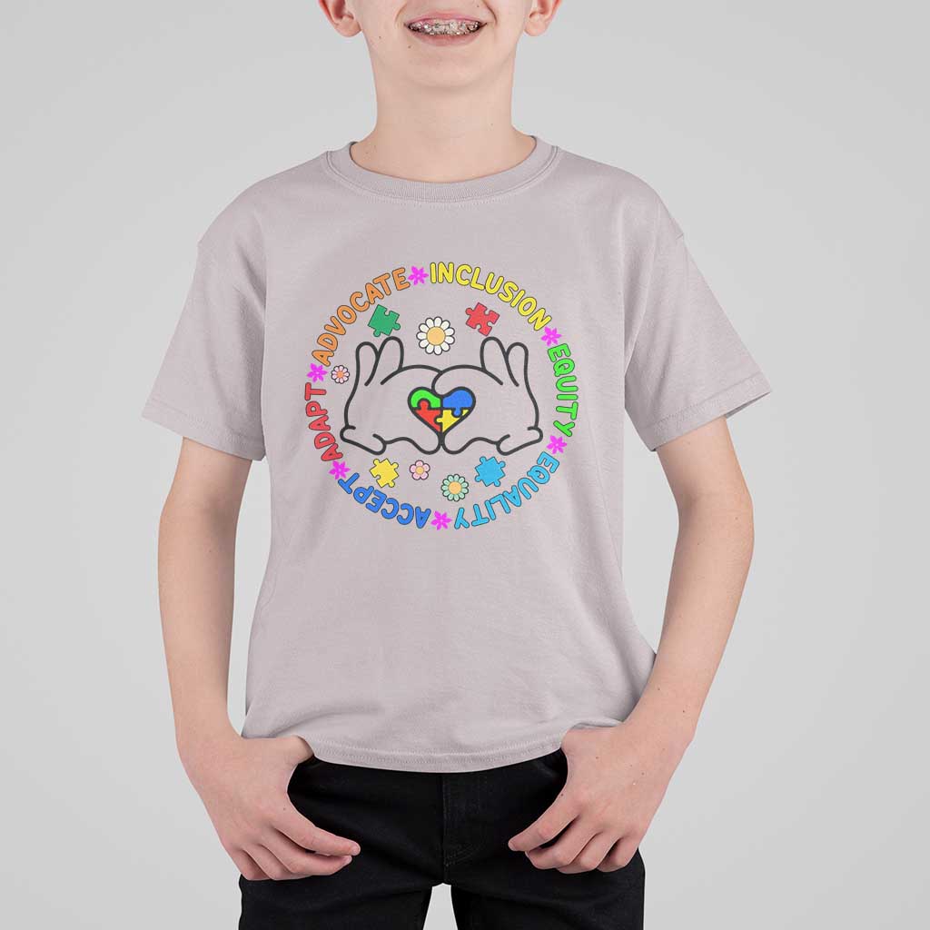 Accept Adapt Advocate Inclusion Equity Equality Autism Kid T-Shirt - Wonder Print Shop