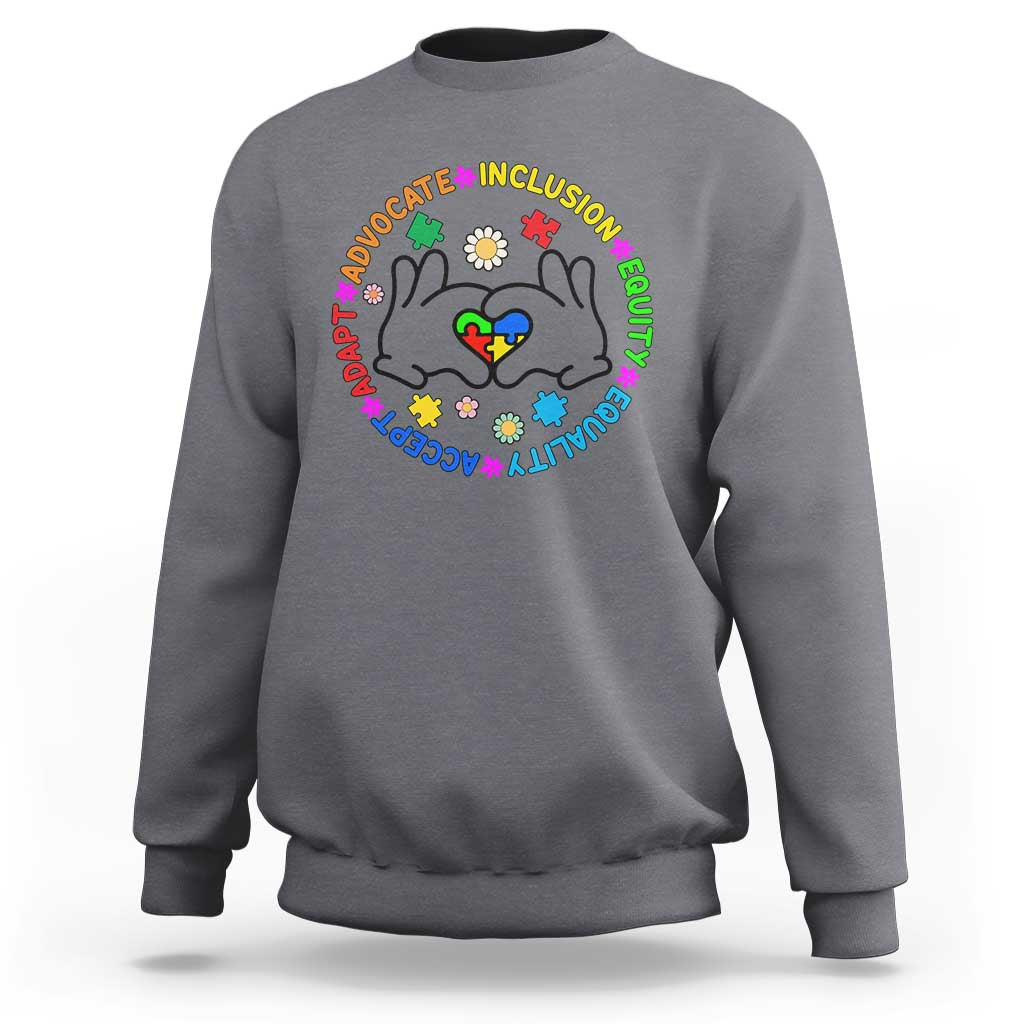Accept Adapt Advocate Inclusion Equity Equality Autism Sweatshirt - Wonder Print Shop