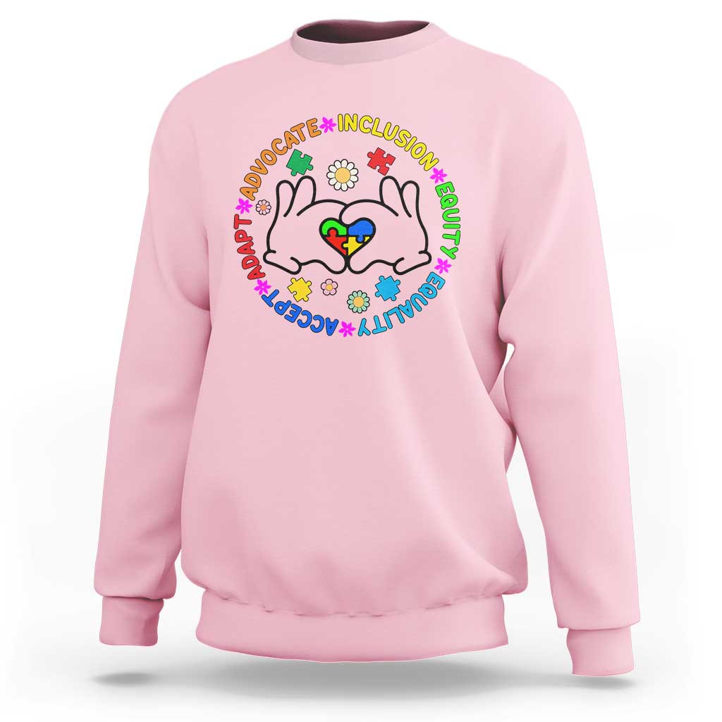 Accept Adapt Advocate Inclusion Equity Equality Autism Sweatshirt - Wonder Print Shop