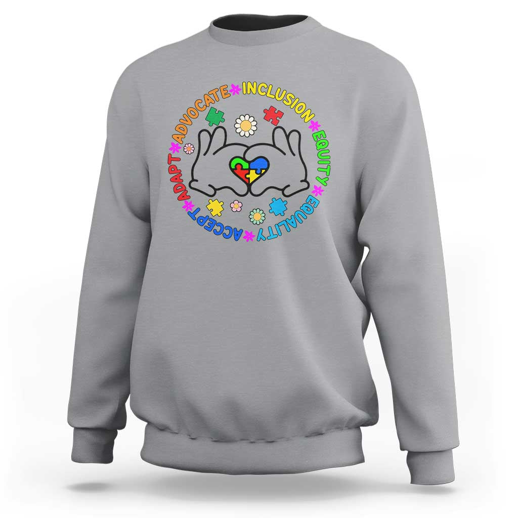 Accept Adapt Advocate Inclusion Equity Equality Autism Sweatshirt - Wonder Print Shop