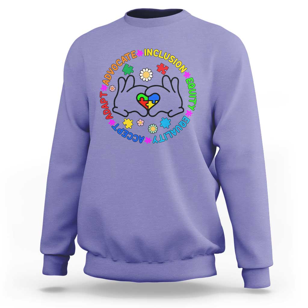 Accept Adapt Advocate Inclusion Equity Equality Autism Sweatshirt - Wonder Print Shop