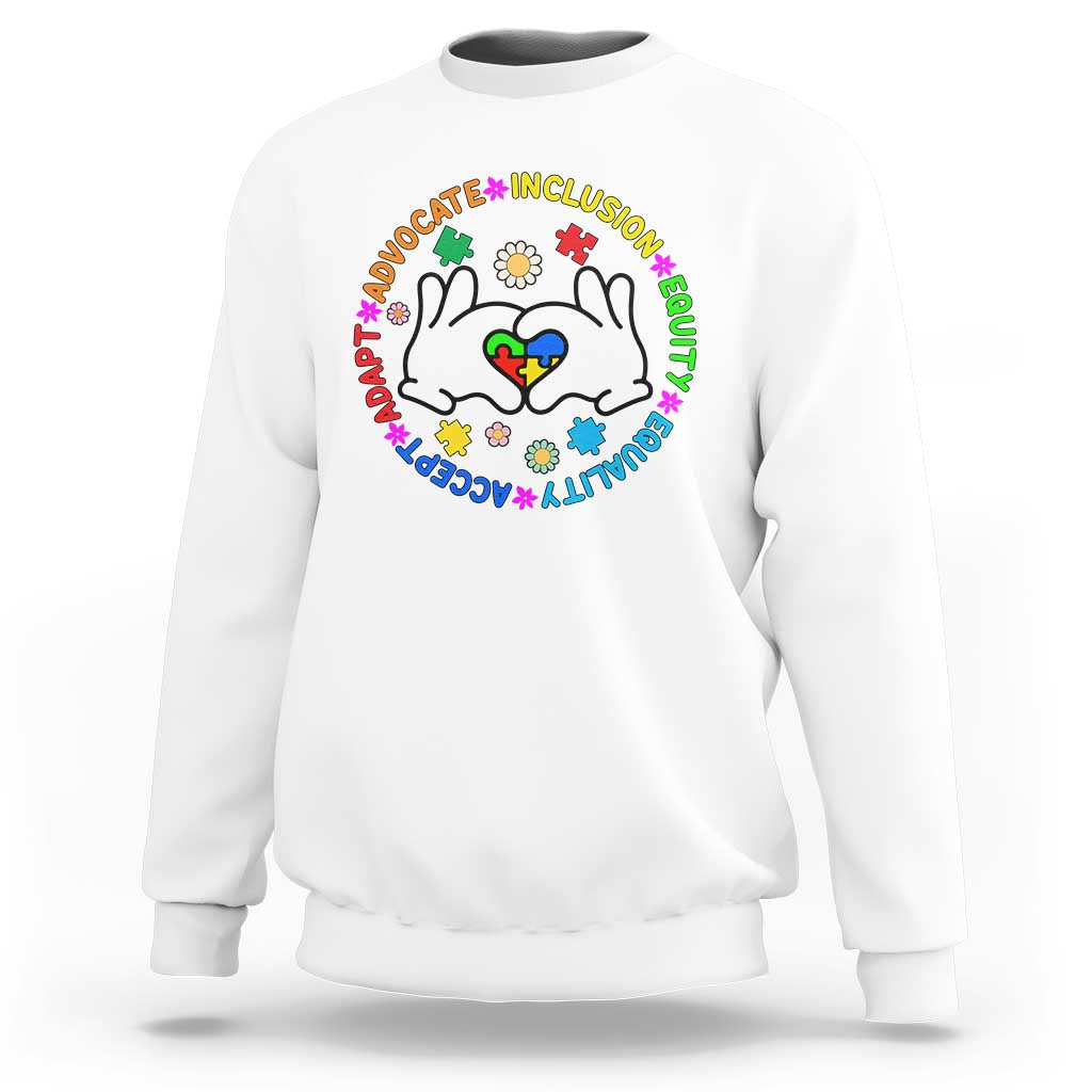 Accept Adapt Advocate Inclusion Equity Equality Autism Sweatshirt - Wonder Print Shop