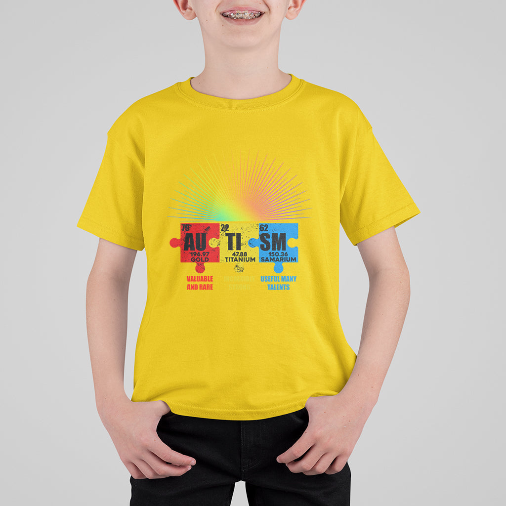 Autism Awareness Puzzle Chemical Element Autistic Support Kid T-Shirt - Wonder Print Shop