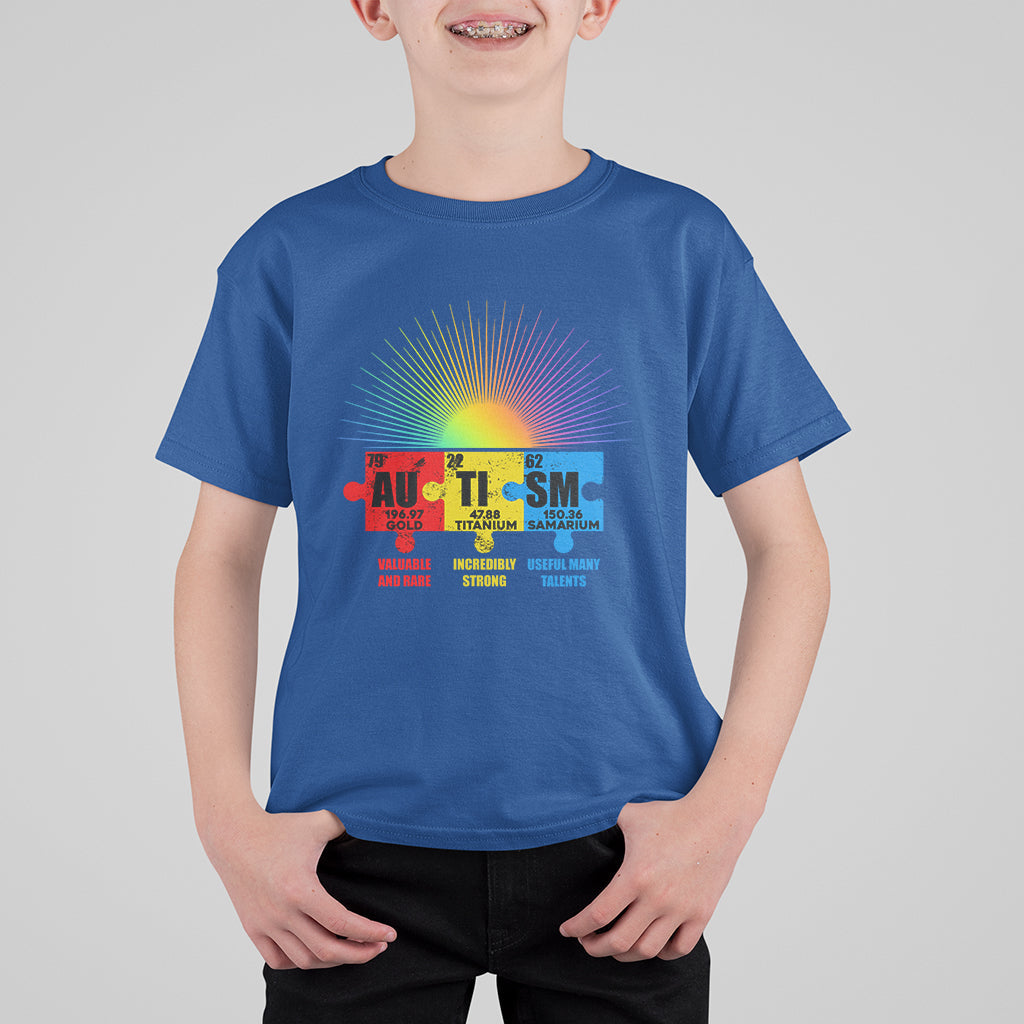 Autism Awareness Puzzle Chemical Element Autistic Support Kid T-Shirt - Wonder Print Shop