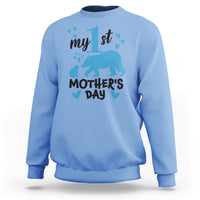My First Mother's Day Sweatshirt New Mom Mama Bear Blue Baby Boy - Wonder Print Shop