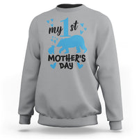 My First Mother's Day Sweatshirt New Mom Mama Bear Blue Baby Boy - Wonder Print Shop