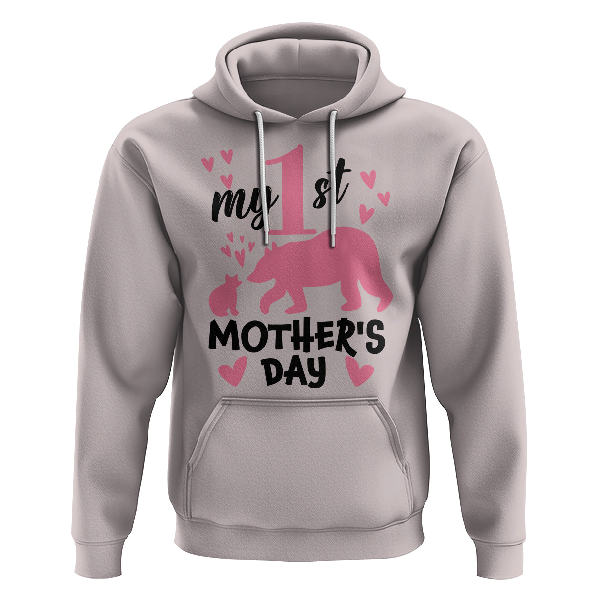My First Mother's Day Hoodie New Mom Mama Bear Pink Baby Girl - Wonder Print Shop