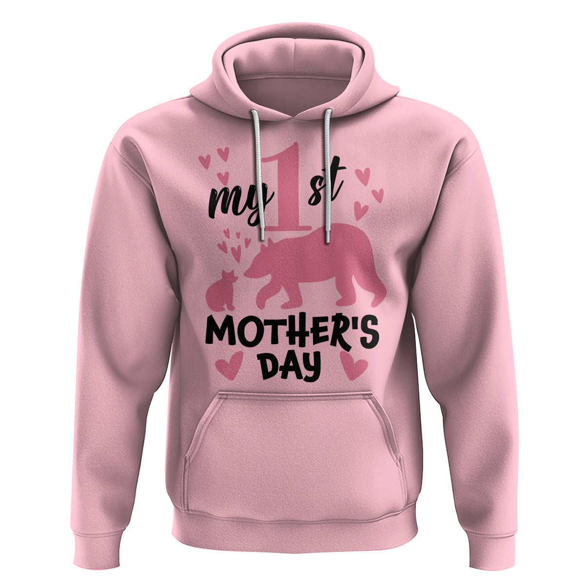 My First Mother's Day Hoodie New Mom Mama Bear Pink Baby Girl - Wonder Print Shop