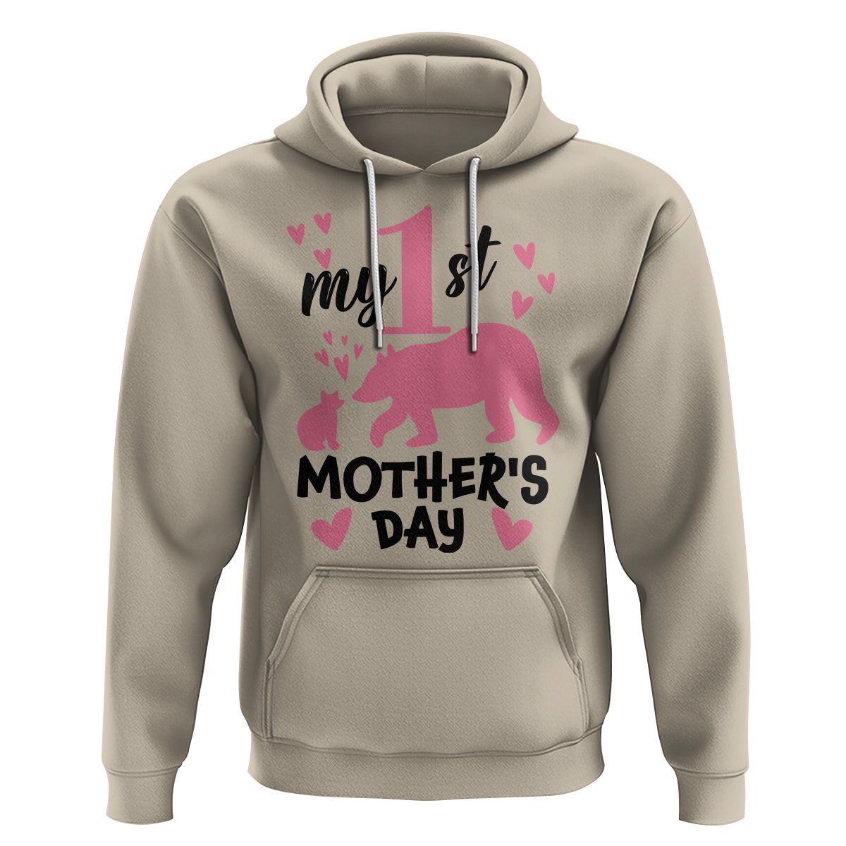 My First Mother's Day Hoodie New Mom Mama Bear Pink Baby Girl - Wonder Print Shop