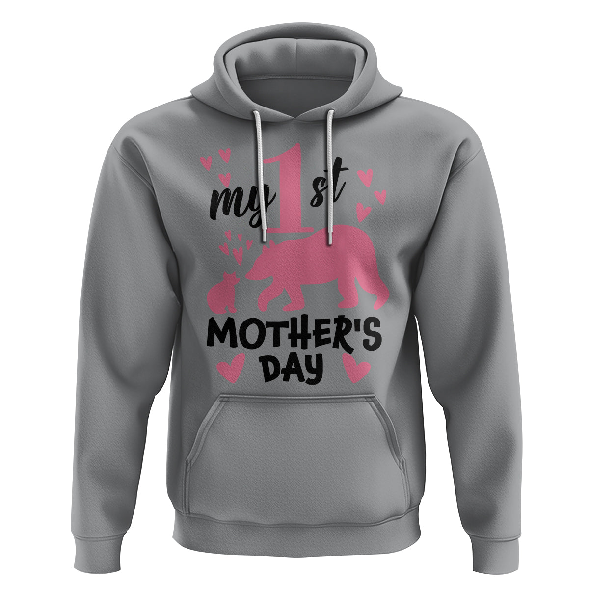 My First Mother's Day Hoodie New Mom Mama Bear Pink Baby Girl - Wonder Print Shop
