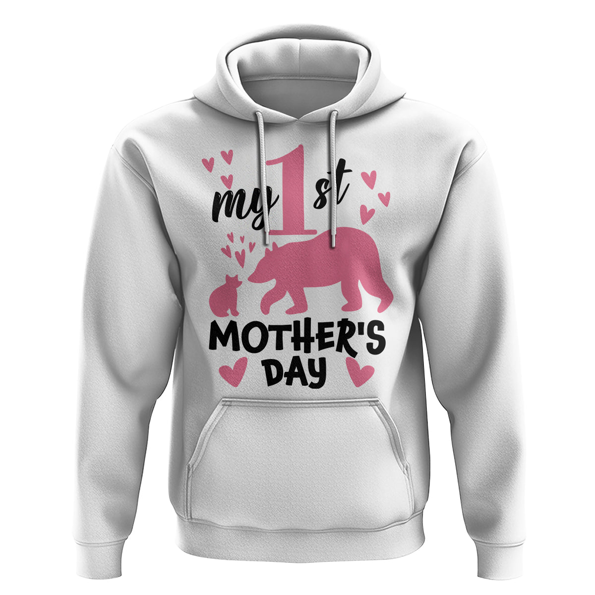My First Mother's Day Hoodie New Mom Mama Bear Pink Baby Girl - Wonder Print Shop