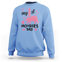 My First Mother's Day Sweatshirt New Mom Mama Bear Pink Baby Girl - Wonder Print Shop