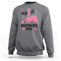 My First Mother's Day Sweatshirt New Mom Mama Bear Pink Baby Girl - Wonder Print Shop