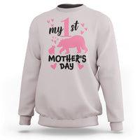 My First Mother's Day Sweatshirt New Mom Mama Bear Pink Baby Girl - Wonder Print Shop