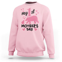 My First Mother's Day Sweatshirt New Mom Mama Bear Pink Baby Girl - Wonder Print Shop