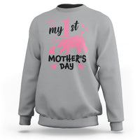 My First Mother's Day Sweatshirt New Mom Mama Bear Pink Baby Girl - Wonder Print Shop