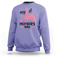 My First Mother's Day Sweatshirt New Mom Mama Bear Pink Baby Girl - Wonder Print Shop
