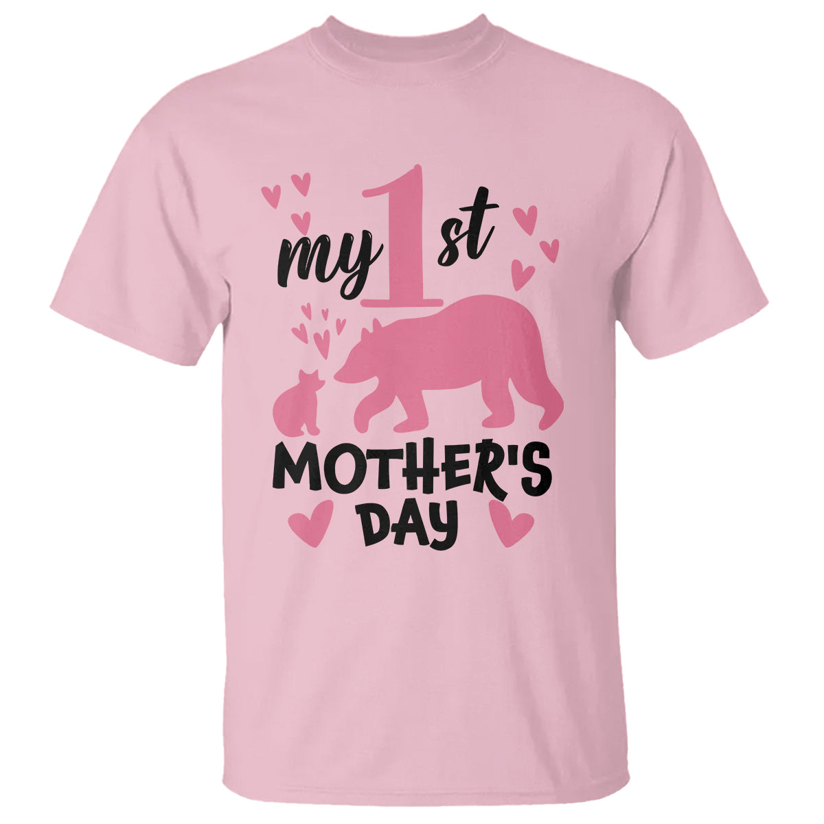 My First Mother's Day T Shirt New Mom Mama Bear Pink Baby Girl - Wonder Print Shop