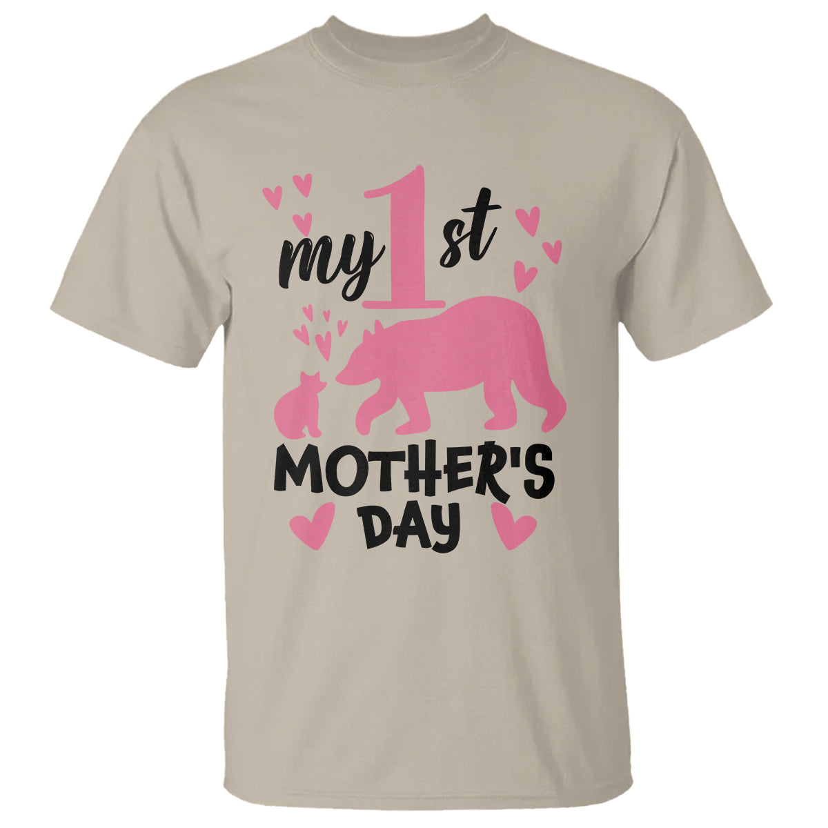 My First Mother's Day T Shirt New Mom Mama Bear Pink Baby Girl - Wonder Print Shop