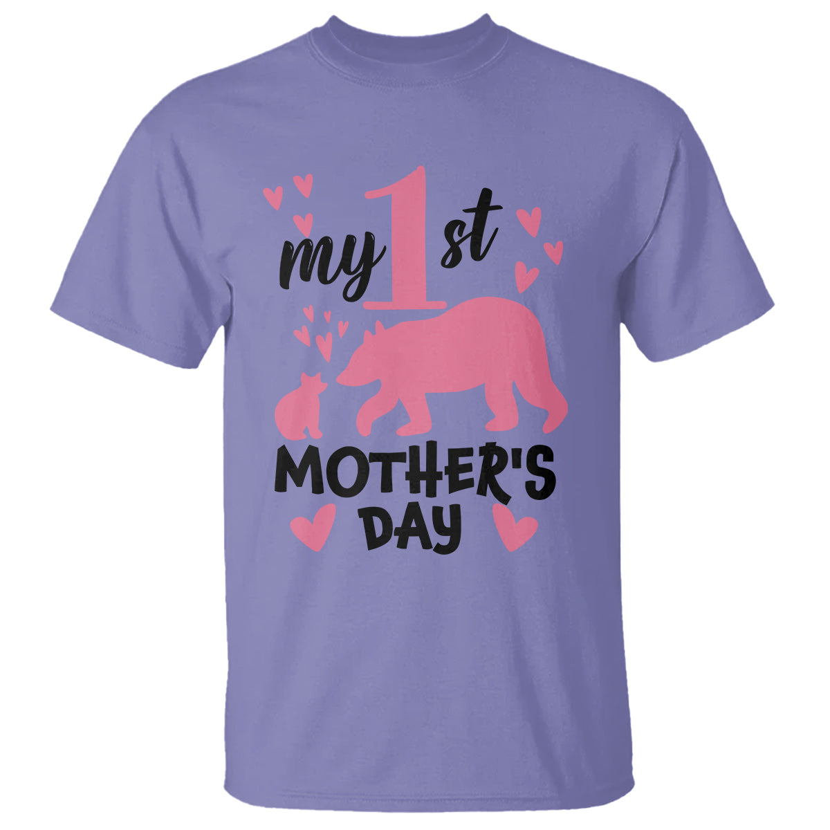 My First Mother's Day T Shirt New Mom Mama Bear Pink Baby Girl - Wonder Print Shop
