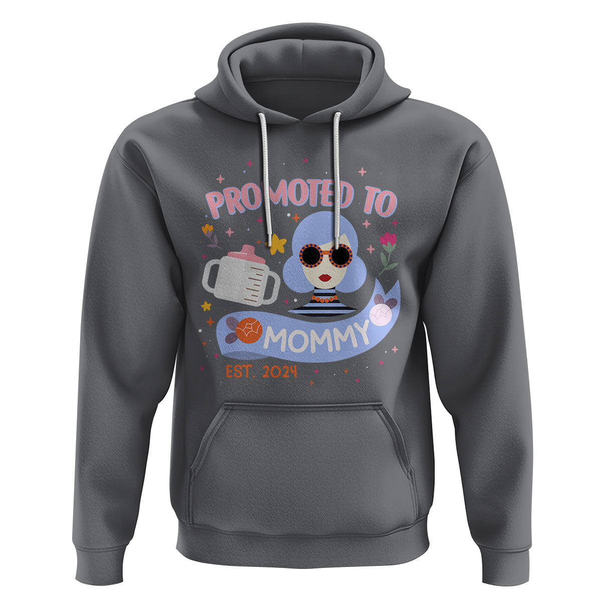 First Mother's Day Hoodie Promoted To Mommy Cool Retro New Mom - Wonder Print Shop